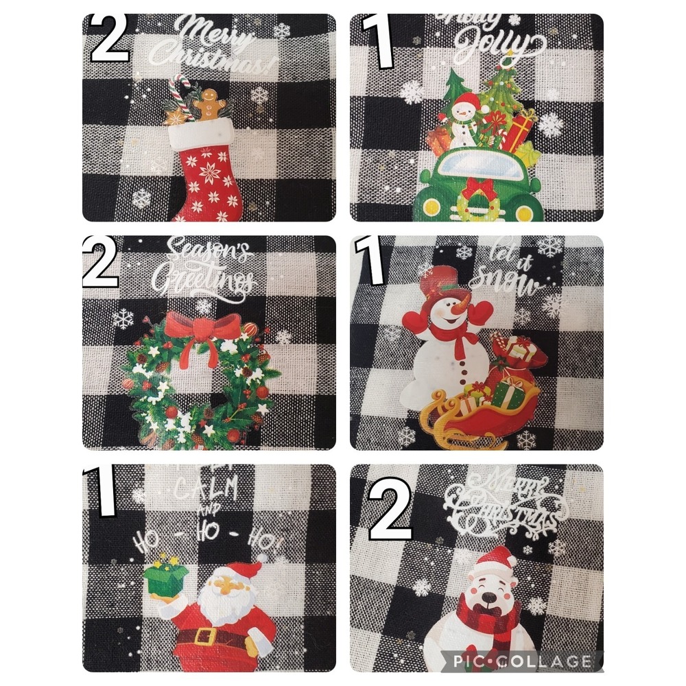 Set of 9 Checked Fabric Christmas Gift Loot Candy Bags Pouch Reusable Unbranded